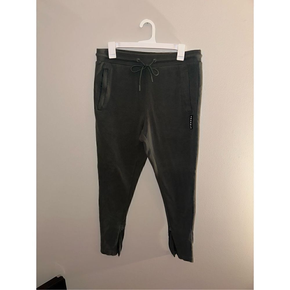 YoungLA Womens Jogger Sweatpants size Large Army Green Pull on Elastic Waist